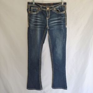 Seven 7 Blue Faded Wash Rocker Slim Boot Cut Jeans